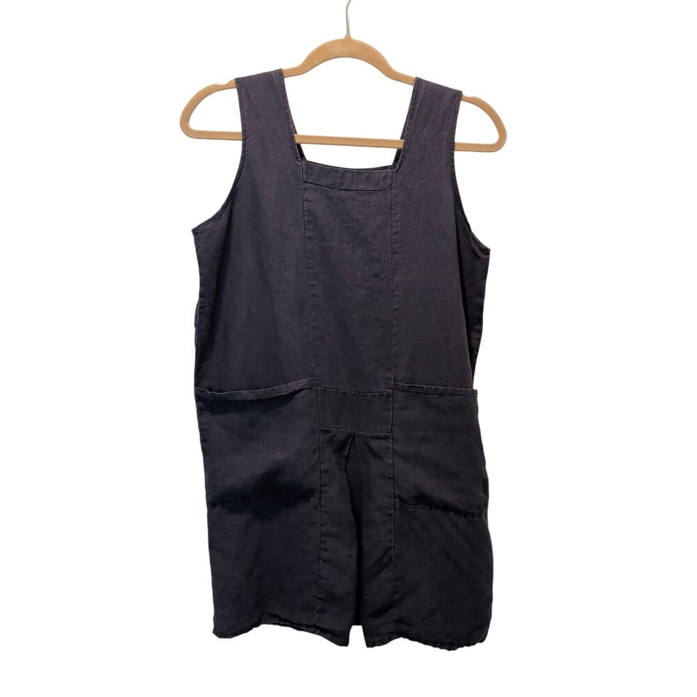Flaxseeds Angelheart Girls Sz 8-10 100% Linen Jumper Dress Navy Blue